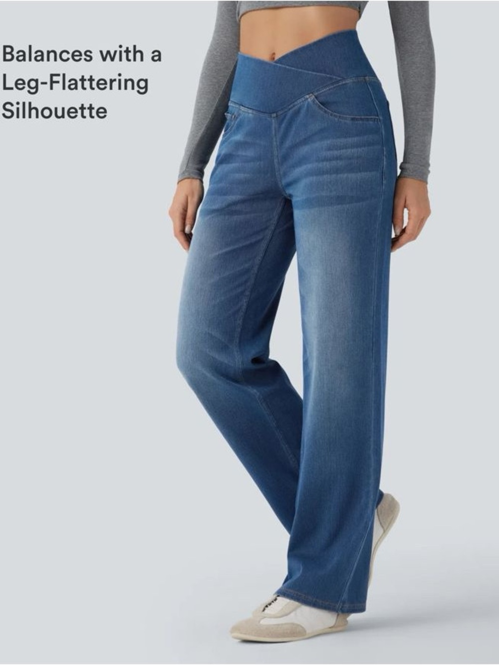 HALARA - Flex Crossover High-Waisted Tummy Control Straight Leg Jeans, Size M
